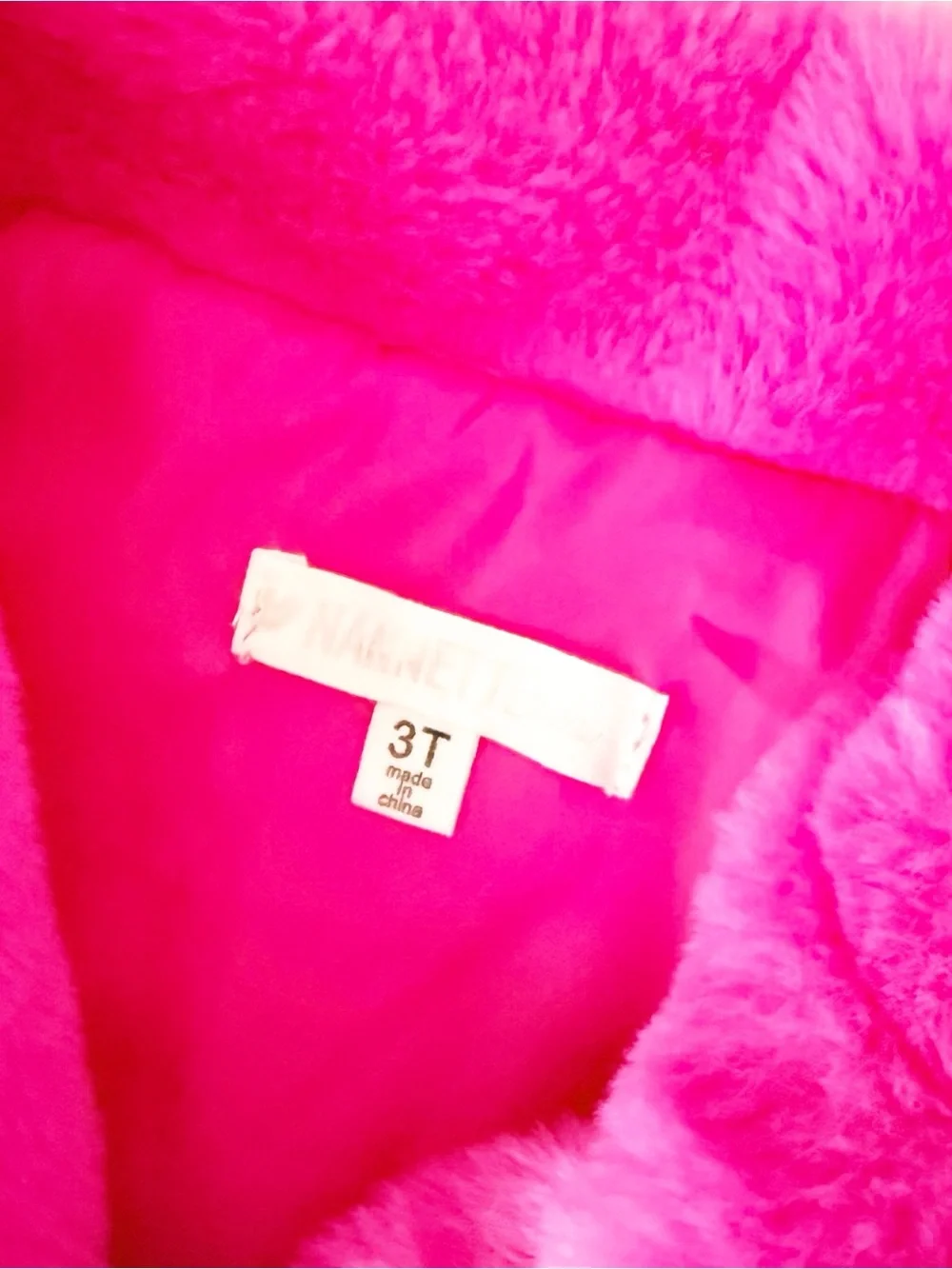 Nanette Lepore 3T Bright Hot Pink Faux Fur Cropped Jacket Floral Jewel Buttons